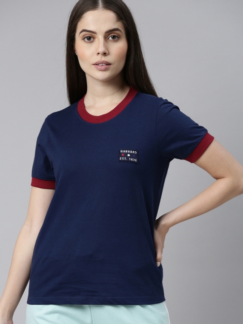 

Harvard Women Navy Blue Solid T-shirt