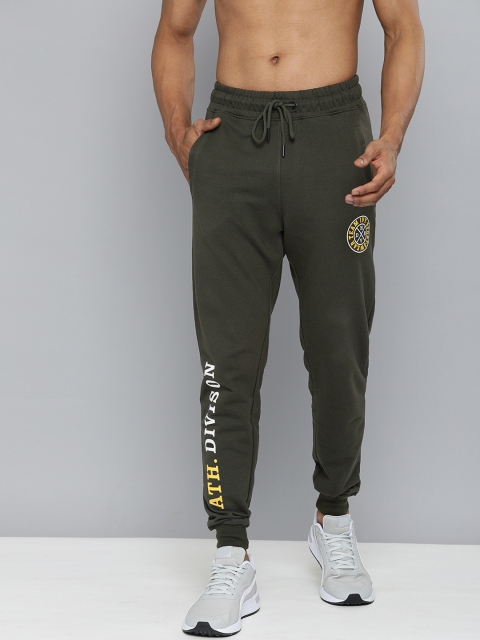 

Harvard Men Olive Green Printed Joggers