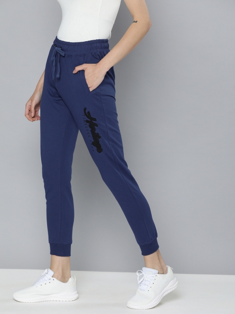 

Harvard Women Navy Blue Solid Cropped Joggers with Embroidery