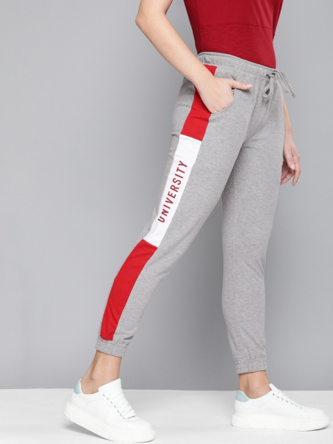 

Harvard Women Grey Melange Solid Cropped Side-Striped Joggers