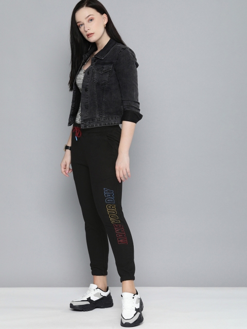 

Harvard Women Black Printed Slim Fit Joggers