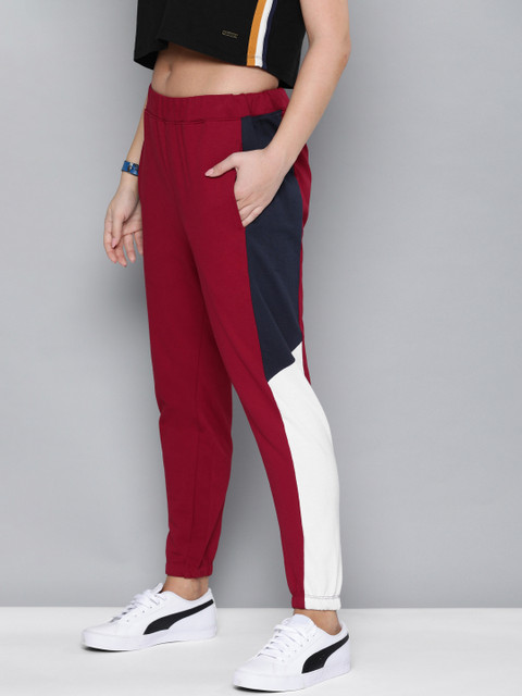 

Harvard Women Red Solid Cropped Joggers With Side Panelling