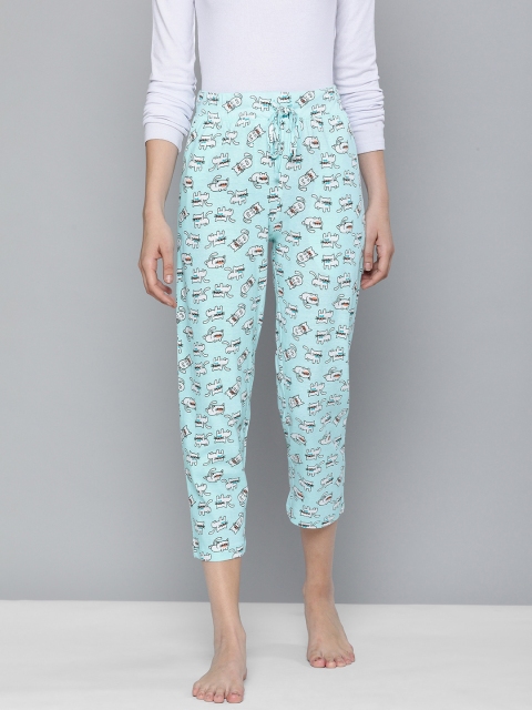 

HERE&NOW Woman's Blue and White Printed Lounge Pants