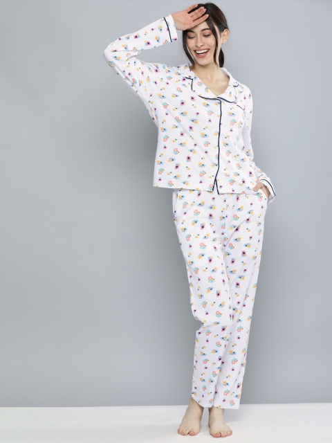 

HERE&NOW Women White Printed Night suit