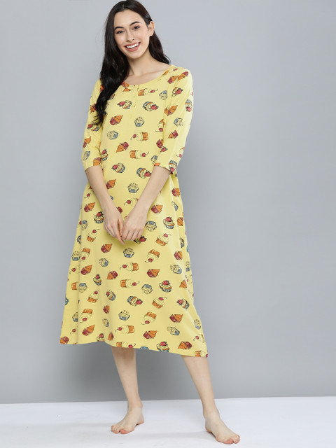 

HERE&NOW Yellow Printed Nightdress
