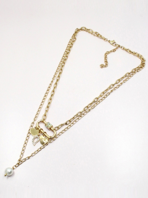 

Runway Ritual Gold-Plated & White Metal Gold-Plated Layered Necklace