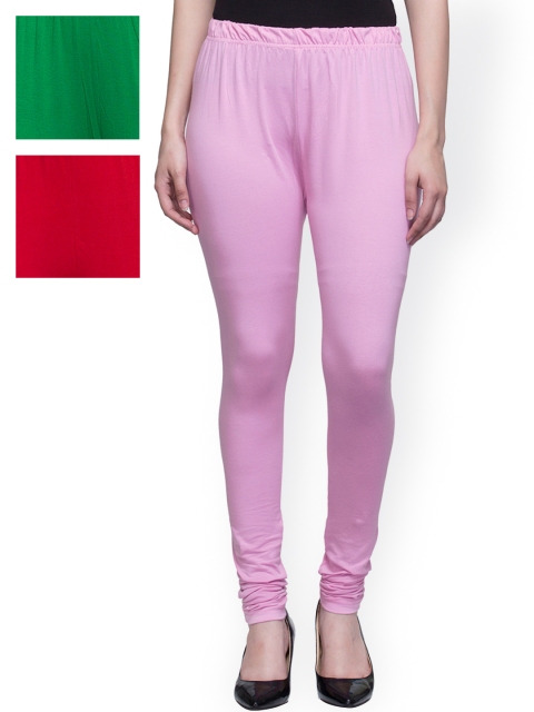 

Laabha Pack of 3 Churidar Leggings, Pink