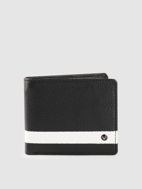 

Allen Solly Men Black & White Colourblocked Leather Two Fold Wallet
