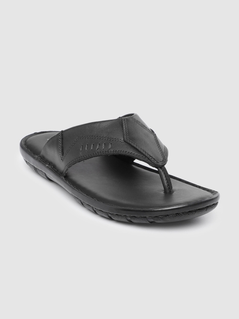 

Ventoland Men Black Solid Leather Comfort Sandals