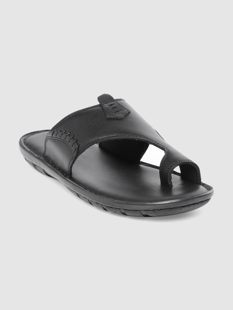 

Ventoland Men Black Solid Leather Comfort Sandals