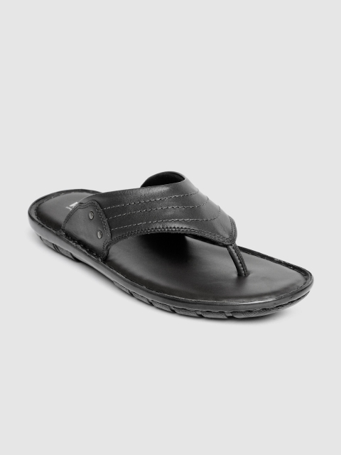 

Ventoland Men Black Solid Leather Comfort Sandals