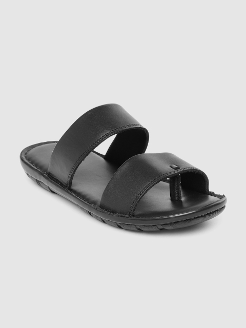 

Ventoland Men Black Solid Leather Comfort Sandals