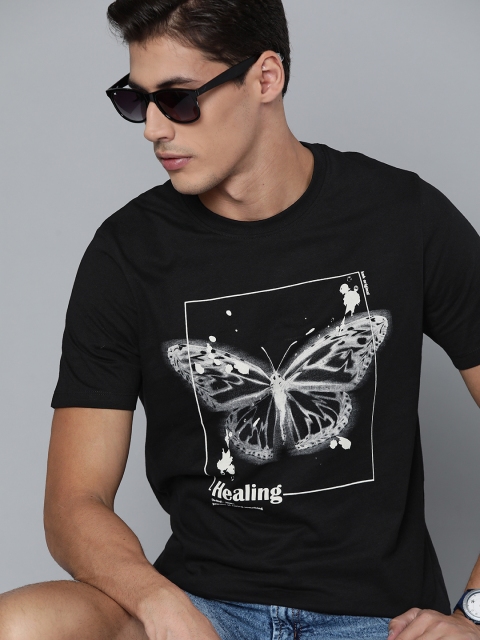 

Kook N Keech Men Black Pure Cotton Printed T-shirt