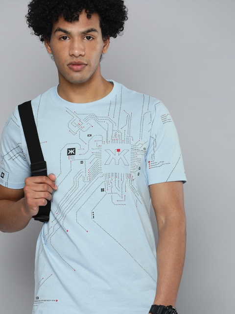 

Kook N Keech Men Blue Printed Pure Cotton T-shirt