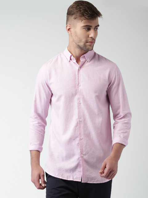 

SELECTED Homme Identity Pink Linen Slim Fit Casual Shirt