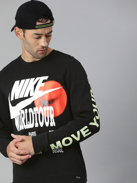 

Nike Men Black Printed Round Neck T-shirt