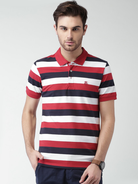 

SELECTED Red & White Striped Polo T-shirt