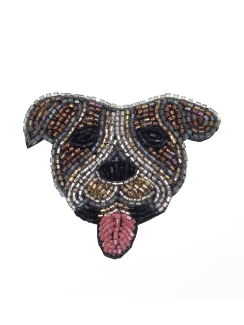 

Runway Ritual Girls Black & Brown Embellished Dog-Shaped Brooch