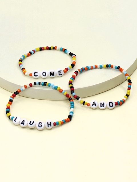

Runway Ritual Girls Multicoloured Plastic Handcrafted Elasticated Bracelet, Multi