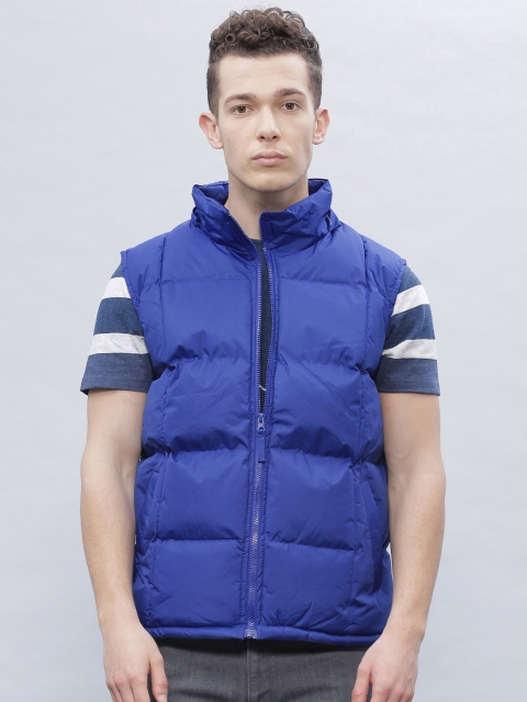 

ether Blue Sleeveless Puffer Jacket with Detachable Hood