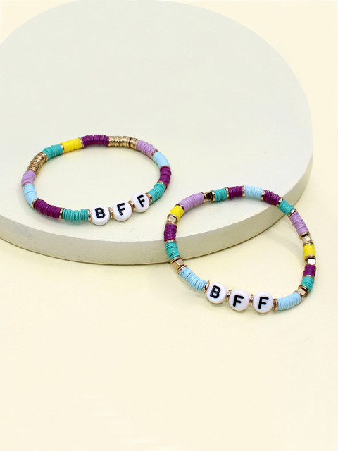 

Runway Ritual Girls Yellow & Purple Plastic Handcrafted Elasticated Bracelet