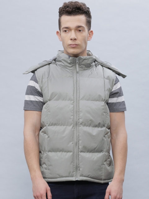 

ether Grey Sleeveless Puffer Jacket with Detachable Hood