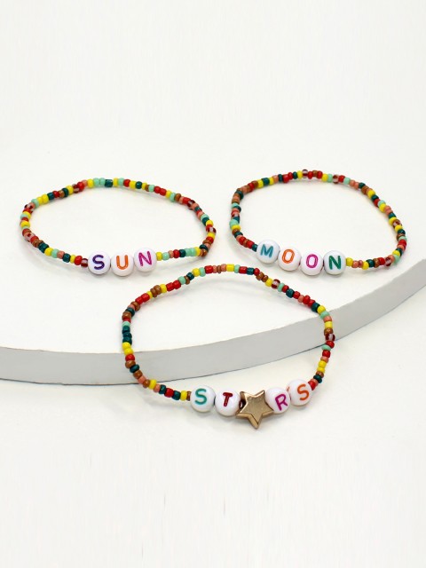 

Runway Ritual Girls Set of 3 Handcrafted Elasticated Bracelet, Gold