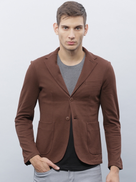 

ether Burgundy Regular Fit Single-Breasted Casual Blazer