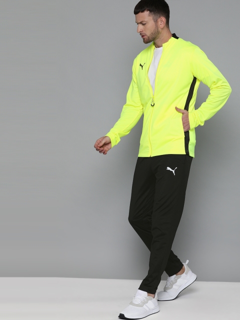 

Puma Men Fluorescent Green & Black Solid PLAY Football Track Suit
