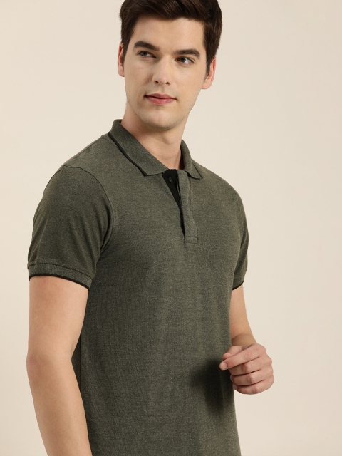 

INVICTUS Men Olive Green Polo Collar T-shirt