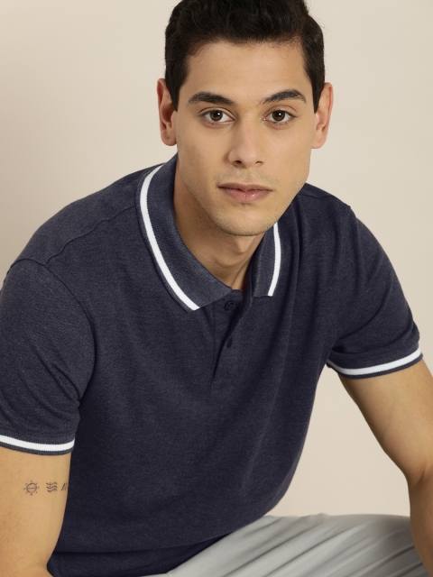 

INVICTUS Men Navy Blue Cotton Polo Collar T-shirt