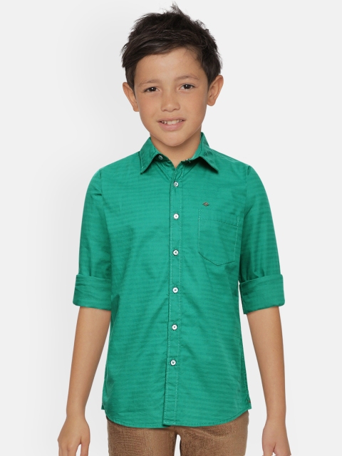 

Lee Cooper Boys Green Solid Slim Fit Pure Cotton Casual Shirt