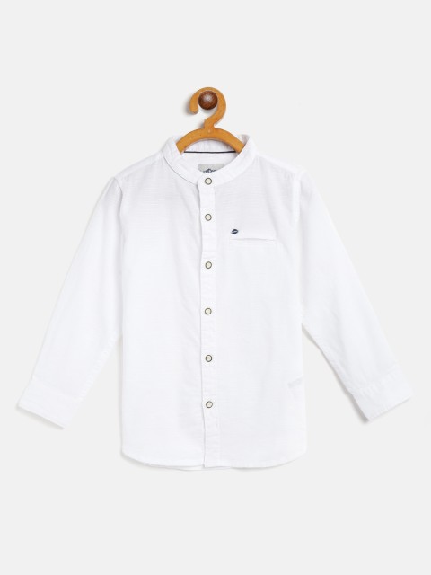 

Lee Cooper Boys White Solid Pure Cotton Casual Shirt