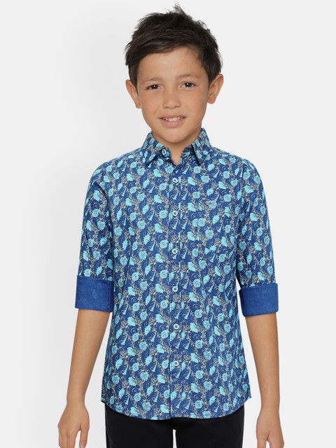 

Lee Cooper Boys Blue Slim Fit Pure Cotton Printed Casual Shirt