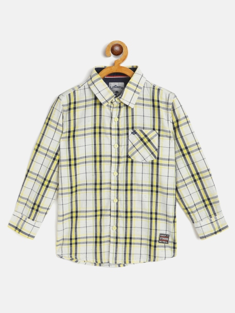 

Lee Cooper Boys Off-White & Yellow Checked Regular Fit Pure Cotton Casual Shirt