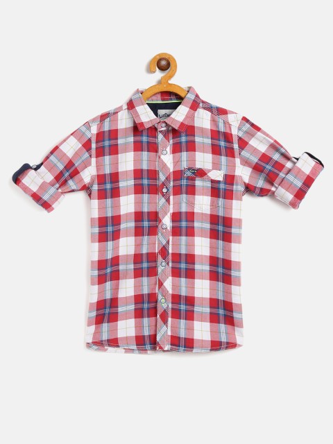 

Lee Cooper Boys Red & Off-White Checked Regular Fit Pure Cotton Casual Shirt