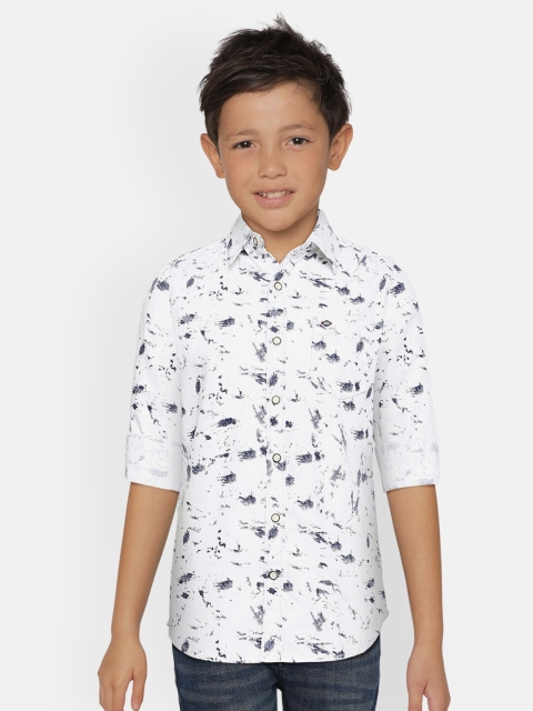 

Lee Cooper Boys White Slim Fit Pure Cotton Printed Casual Shirt