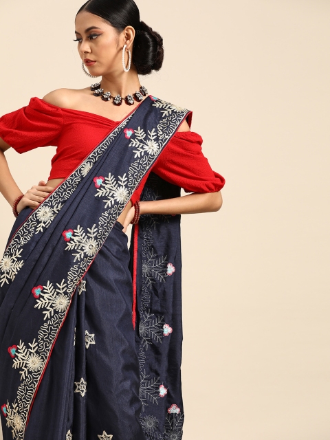 

Tikhi Imli Navy Blue & Golden Gotta Patti Embellished Saree