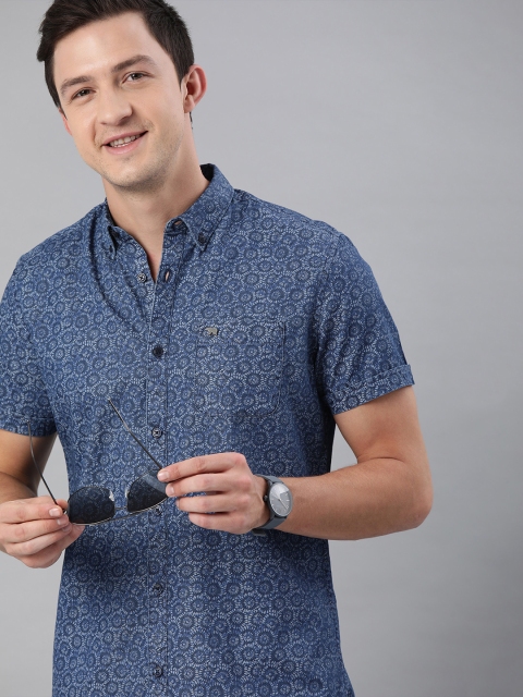 

THE BEAR HOUSE Men Blue Slim Fit Printed Casual Shirt