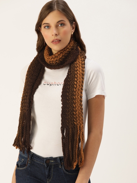 

Ayesha Women Brown Striped Knitted Scarf