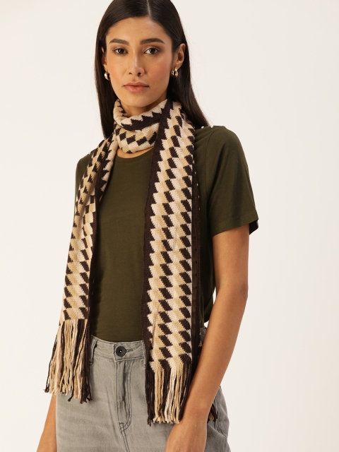 

Ayesha Women Brown & Cream-Coloured Self Checked Scarf