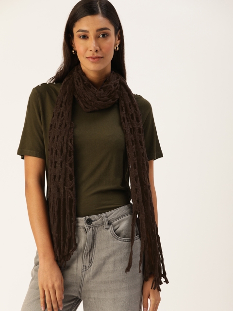 

Ayesha Women Coffee Brown Open Knit Scarf