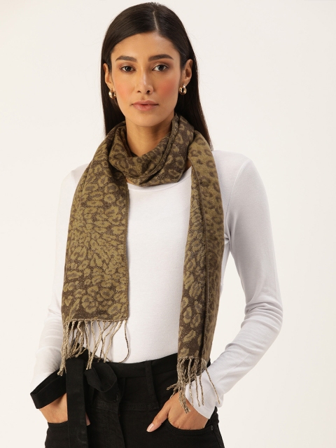 

Ayesha Women Olive Green & Brown Printed Scarf