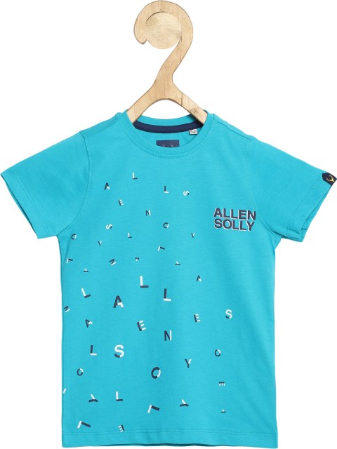 

Allen Solly Junior Boys Blue & Black Cotton Typography Print Round Neck T-shirt