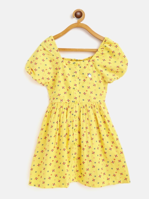 

Allen Solly Junior Girls Yellow & Red Printed Fit & Flare Dress