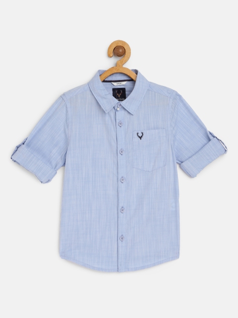 

Allen Solly Junior Boys Blue Boxy Solid Pure Cotton Casual Shirt