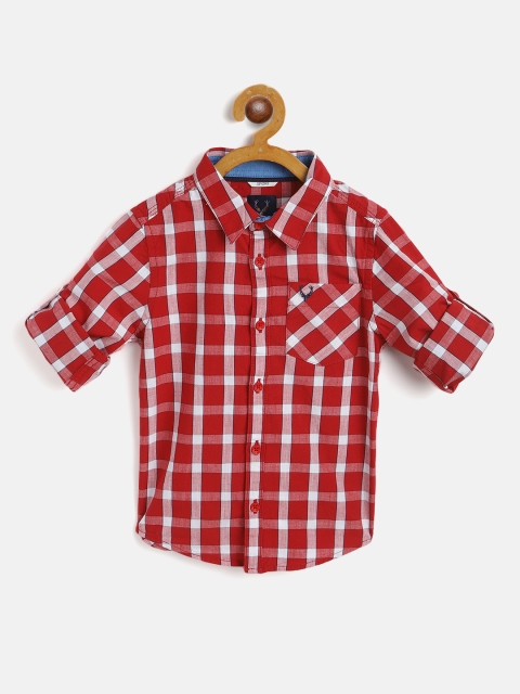 

Allen Solly Junior Boys Red & White Boxy Fit Checked Cotton Casual Shirt