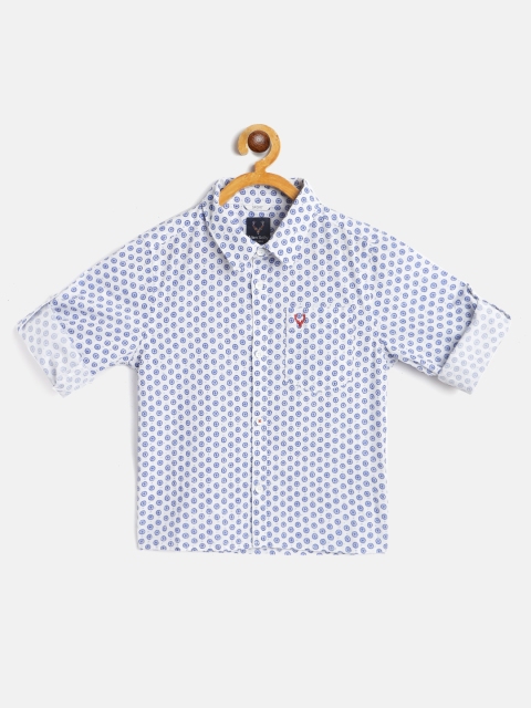 

Allen Solly Junior Boys White & Blue Cotton Sport Fit Printed Casual Shirt