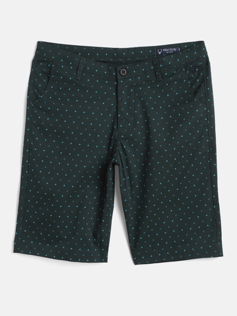 

Allen Solly Junior Boys Dark Green & Blue Cotton Printed Regular Fit Shorts