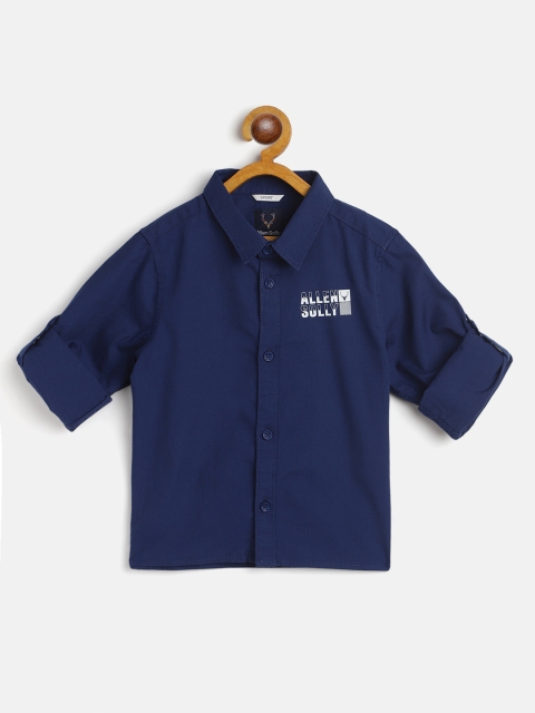 

Allen Solly Junior Boys Navy Blue Cotton Boxy Solid Casual Shirt